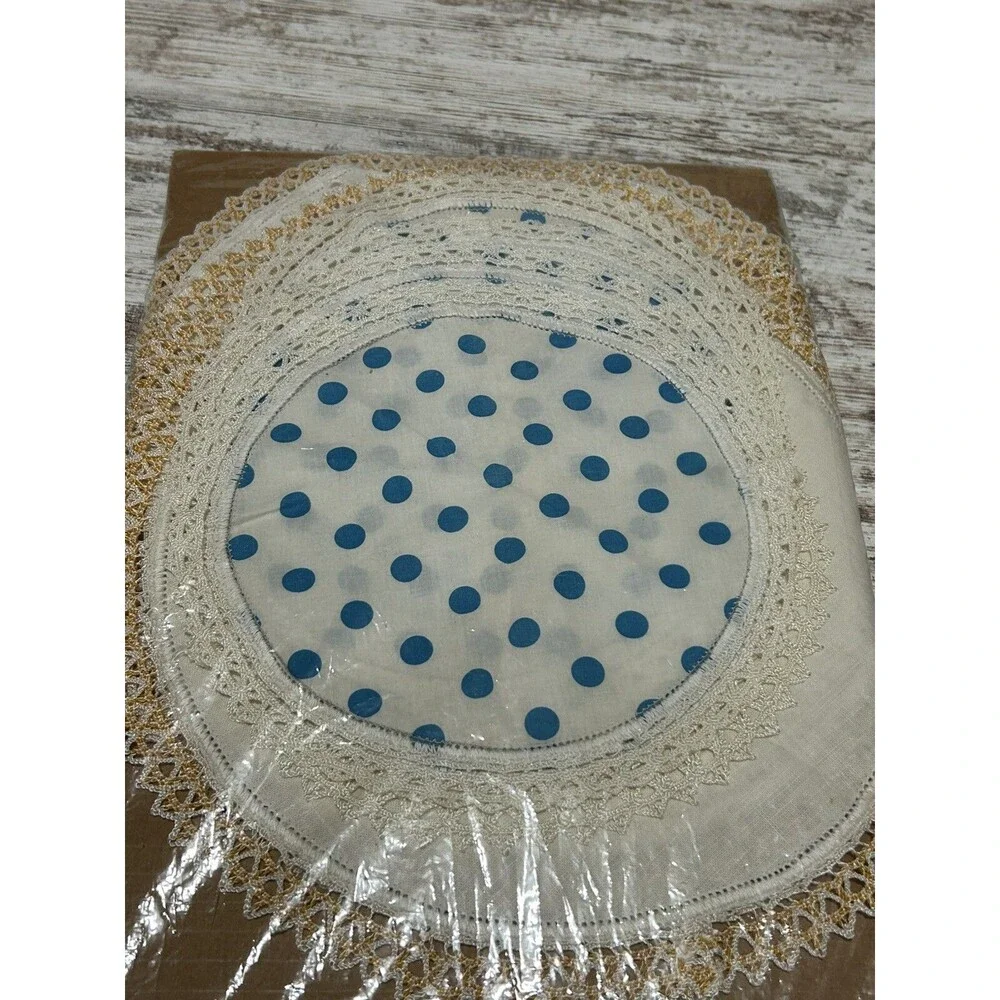 Vintage Doilies Lot Of 9 Mid Century Crochet Lace Round Some Polka Dot MCM